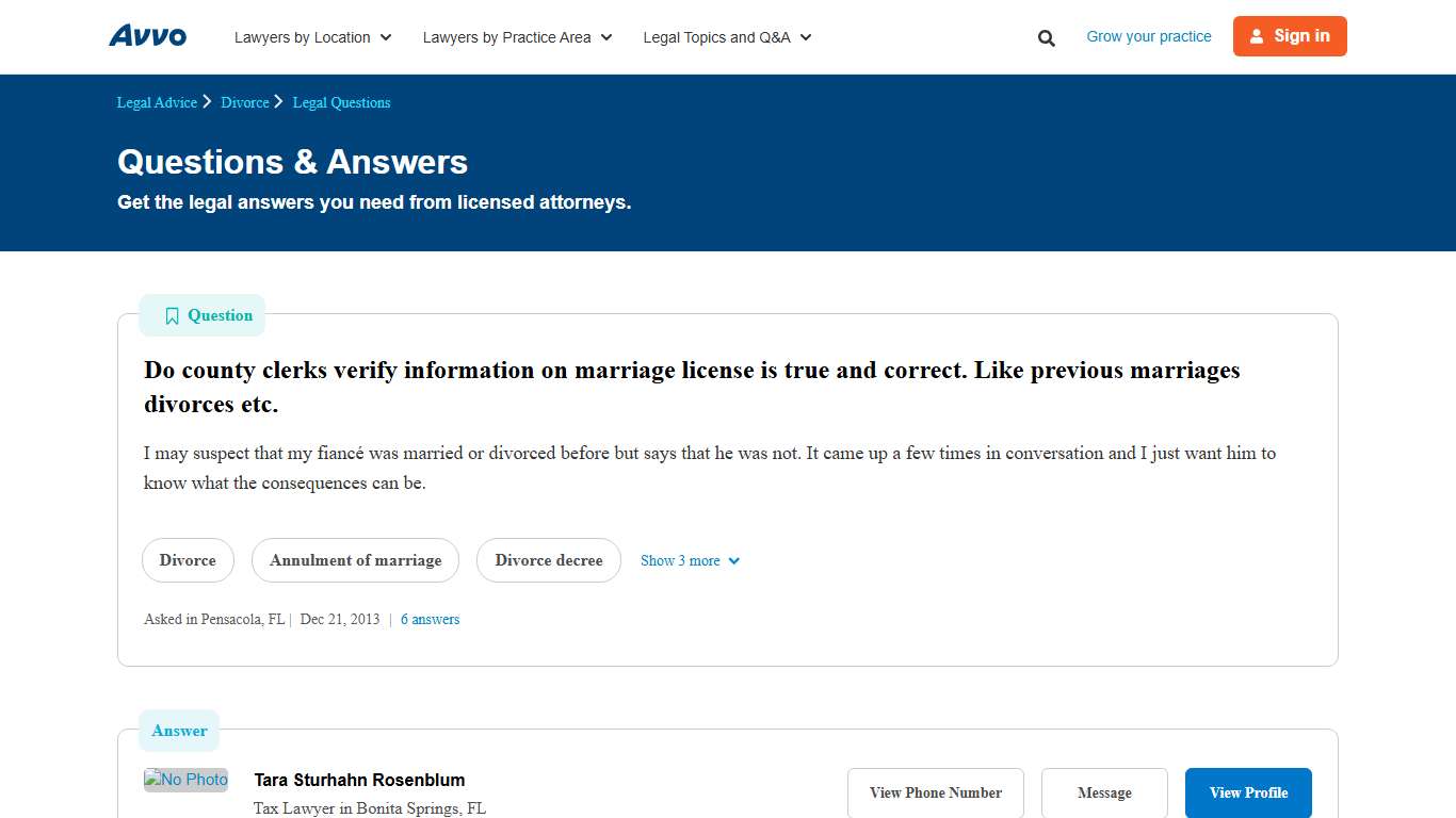 Do county clerks verify information on marriage license is true and correct. Like previous marriages divorces etc. - Legal Answers
